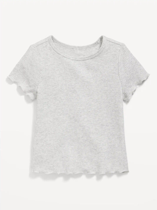 Short-Sleeve Lettuce-Edge T-Shirt for Toddler Girls