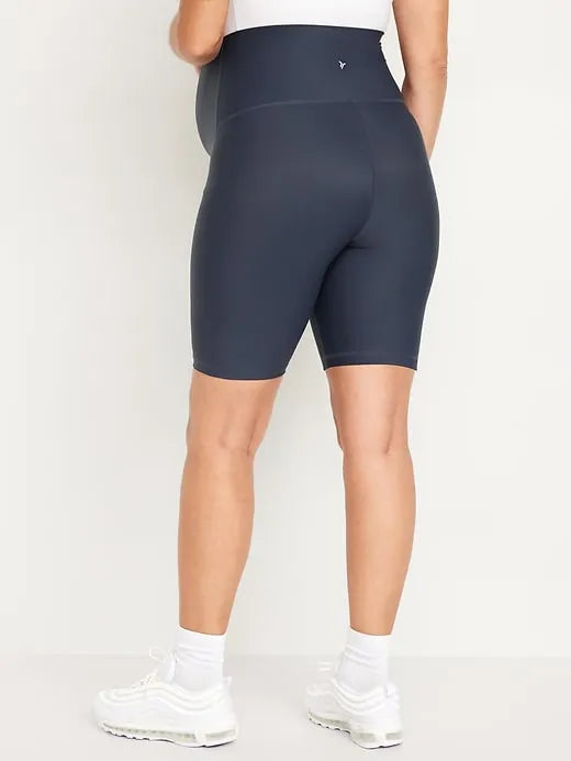 Maternity Full-Panel PowerSoft Biker Shorts -- 8-inch inseam