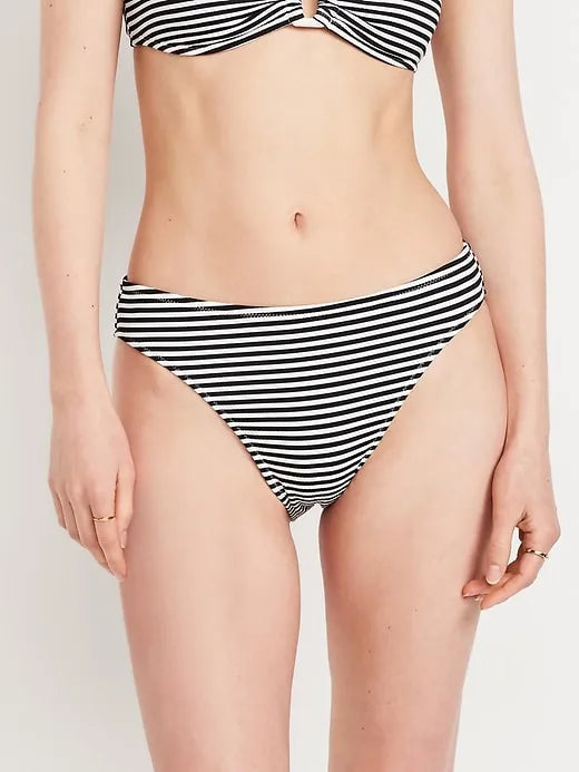 Mid-Rise Textured Bikini Swim Bottoms