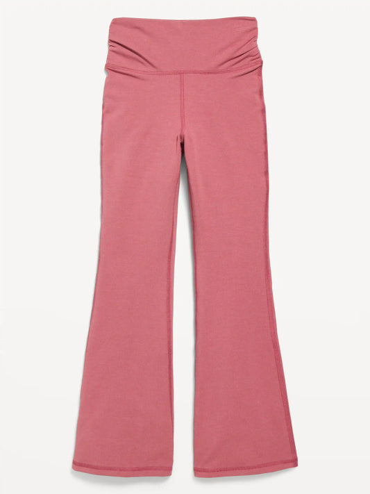 High-Waisted PowerChill Side-Ruched Flared Leggings for Girls