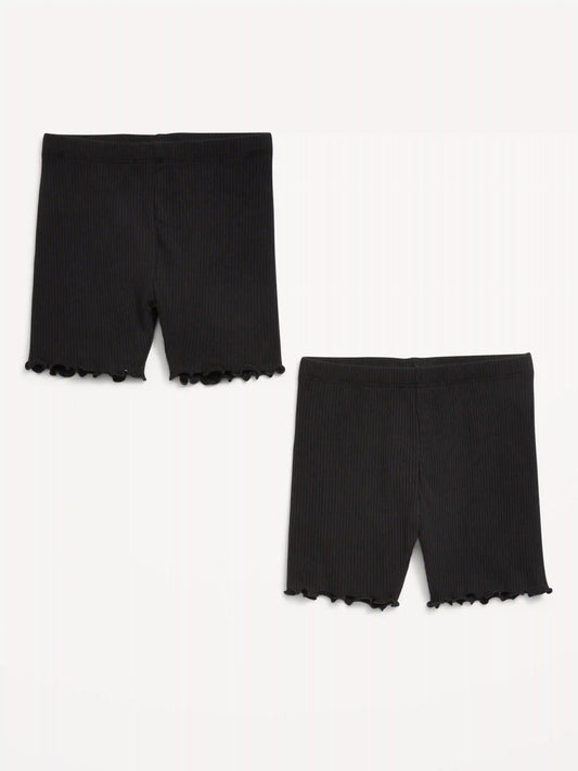 Ribbed Lettuce-Edge Biker Shorts 2-Pack for Toddler Girls
