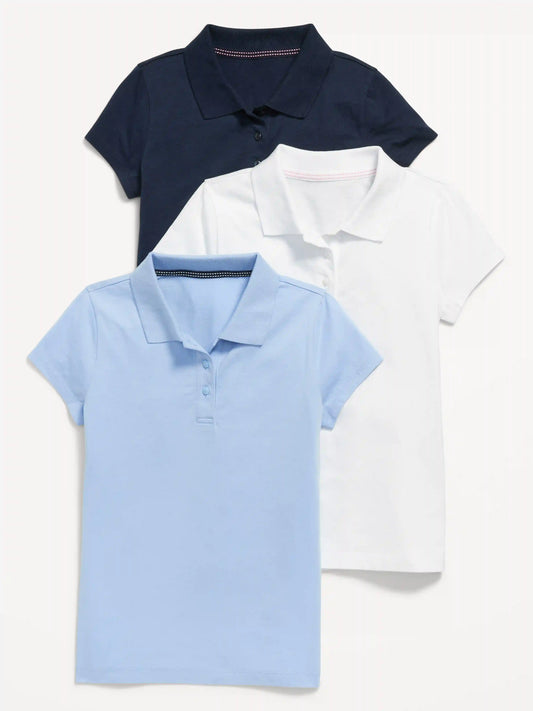School Uniform Jersey-Knit Polo Shirt 3-Pack for Girls
