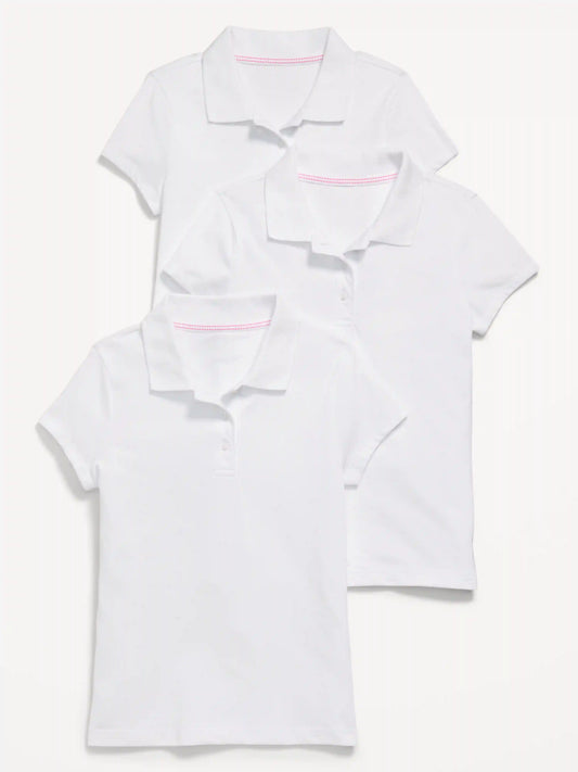 School Uniform Jersey-Knit Polo Shirt 3-Pack for Girls