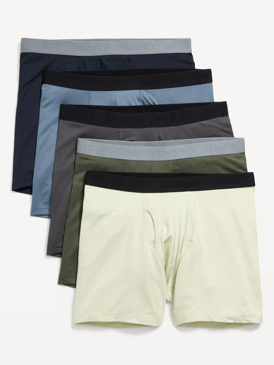 5-Pack Go-Dry Cool Performance Boxer Briefs -- 5-inch inseam