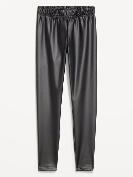 High-Waisted Faux-Leather Fashion Ankle Leggings