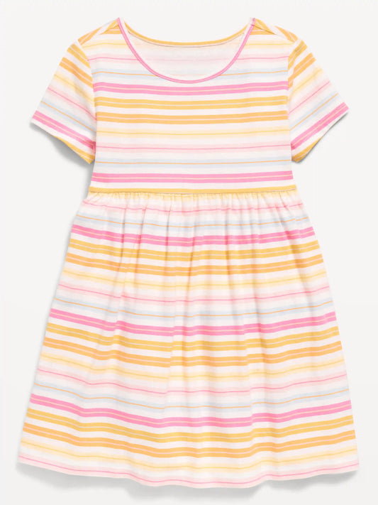 Printed Short-Sleeve Jersey-Knit Dress for Toddler Girls