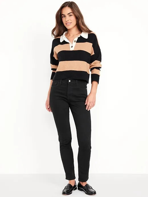 High-Waisted Slim Jeans