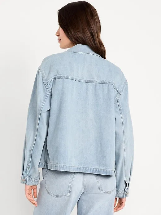 Cropped Denim Chore Jacket