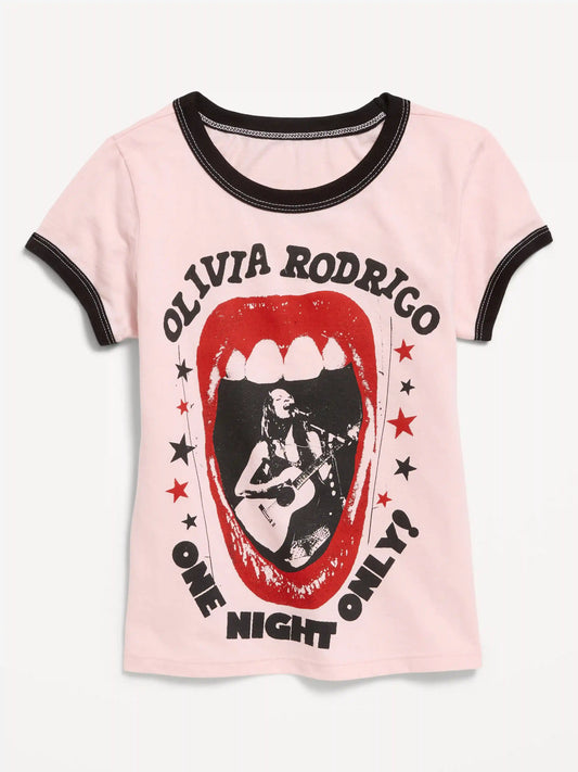 Olivia Rodrigo™ Fitted Ribbed Ringer Graphic T-Shirt for Girls