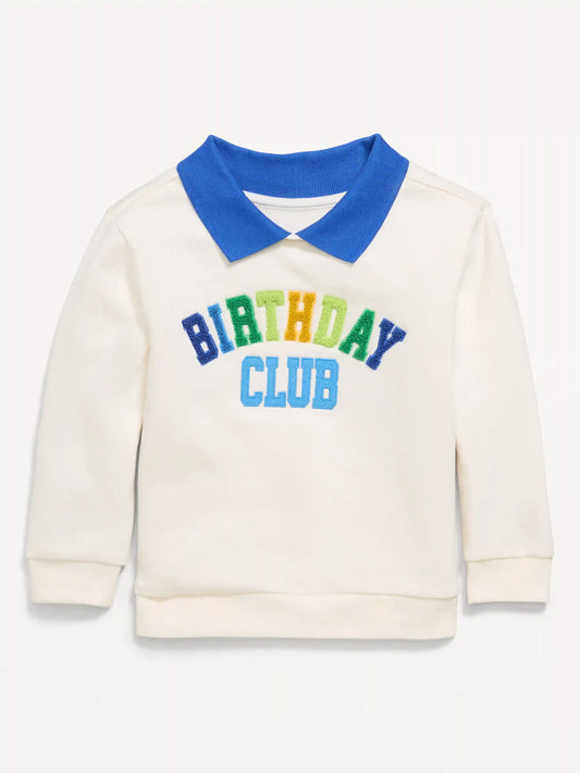 Oversized Collared Unisex Birthday Sweatshirt for Toddler