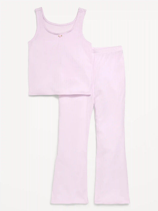 Ribbed Pajama Tank Top and Flare Pants Set for Girls