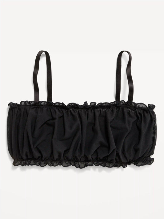 Ruffle-Edge Mesh Bralette