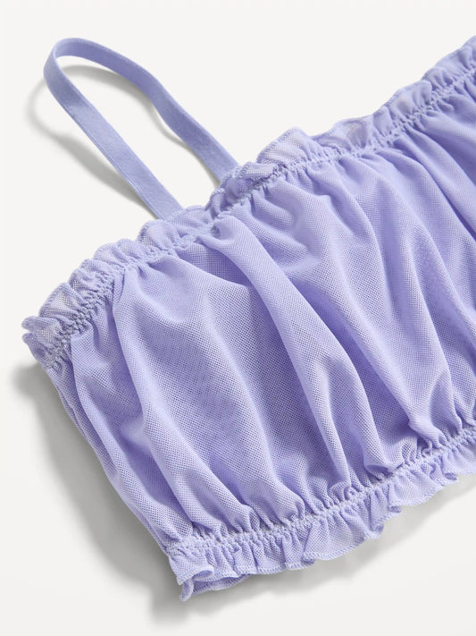 Ruffle-Edge Mesh Bralette