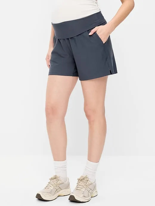 Maternity Rollover-Waist PowerSoft Shorts -- 5-inch inseam