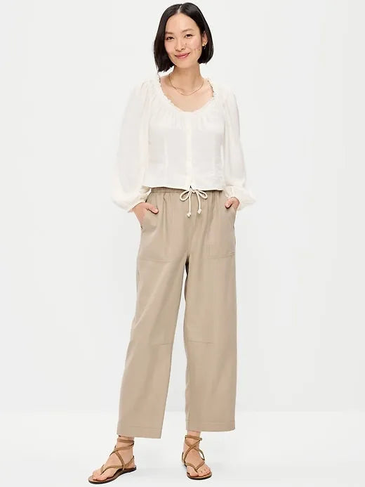 High-Waisted Utility Ankle Pants