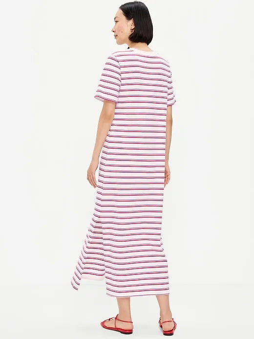 Vintage Crew-Neck Maxi T-Shirt Dress