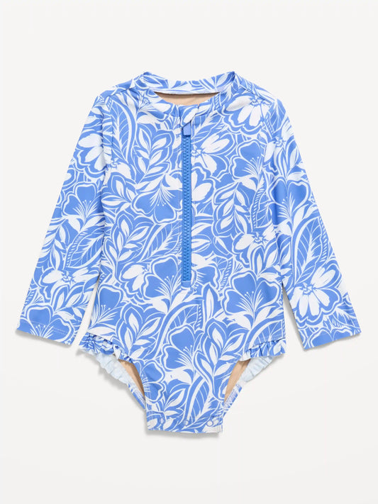 Long-Sleeve Rashguard Swim One-Piece for Baby
