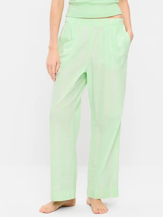 High-Waisted Poplin Pajama Pant