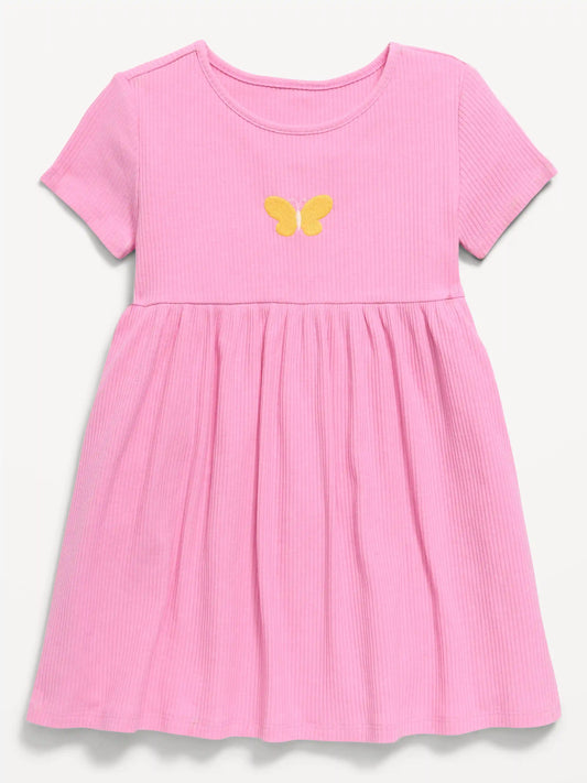 Printed Short-Sleeve Jersey-Knit Dress for Toddler Girls