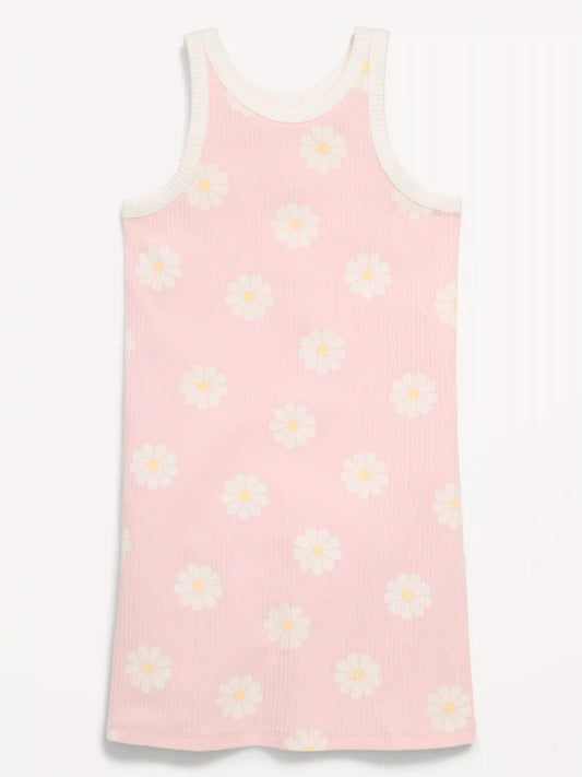 Printed Ribbed Tank Dress for Girls