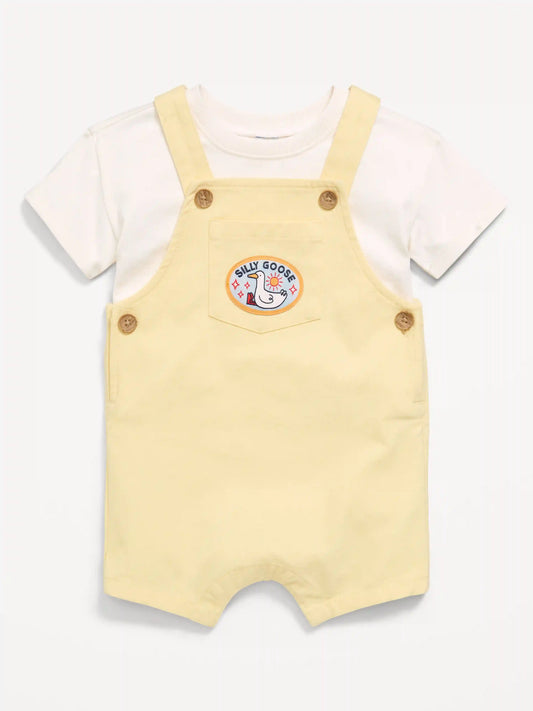 Short-Sleeve T-Shirt and Shortalls Set for Baby