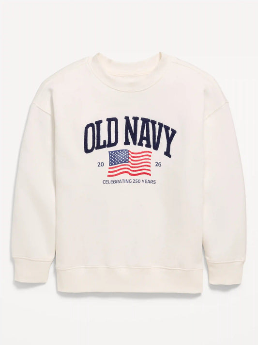Oversized Flag Logo Graphic Sweatshirt for Boys
