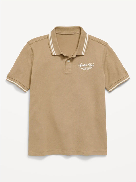 Short-Sleeve Pique Graphic Polo Shirt for Boys