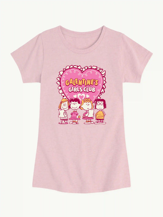 Peanuts Galentines Girls Club Short Sleeve Graphic T-Shirt For Girls