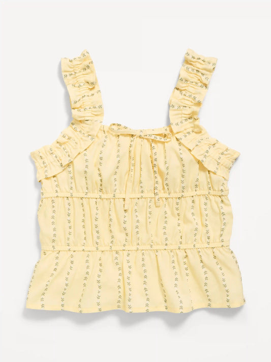 Printed Sleeveless Ruffled Top for Girls