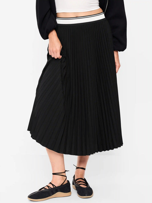 StretchTech Pleated Midi Skirt