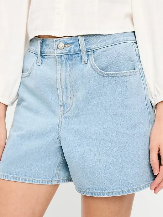 High-Waisted Wow Baggy Jean Shorts -- 5-inch inseam