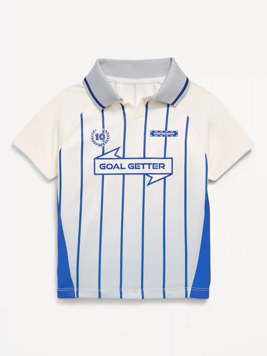 Oversized Collared Graphic Performance Top for Toddler Boys