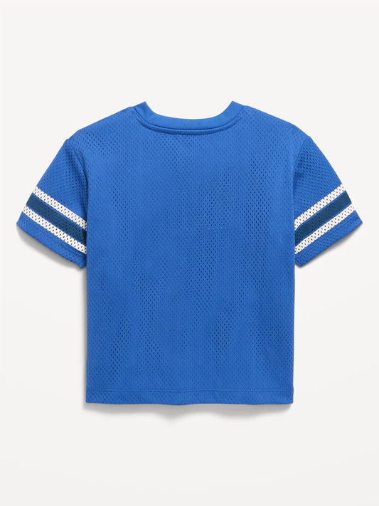 Oversized Mesh Graphic Football T-Shirt for Toddler Boys