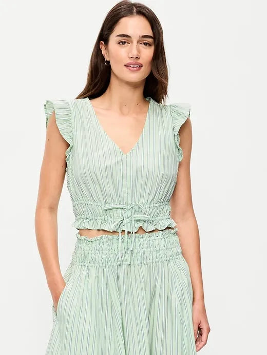 Flutter-Sleeve Poplin Top
