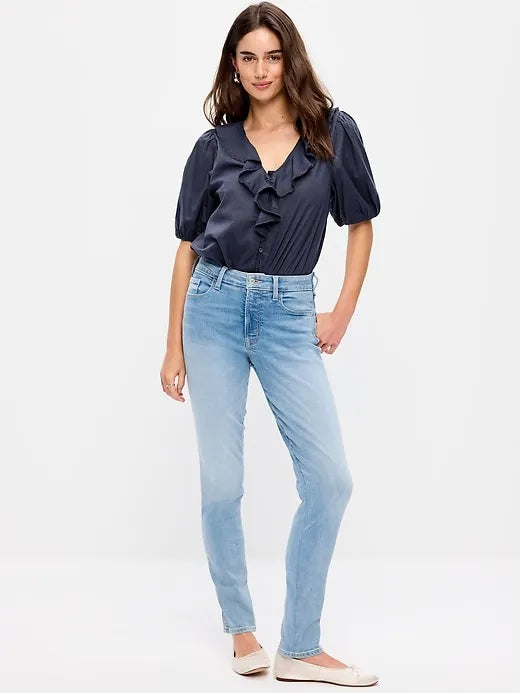 High-Waisted Slim Jeans