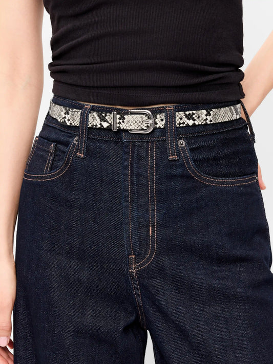 Classic Slim Faux-Leather Belt