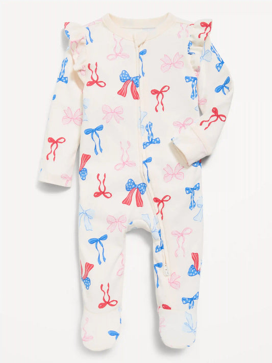 Ruffle-Trim 2-Way-Zip Sleep & Play Footed One-Piece for Baby