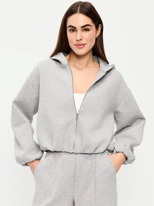 Bounce Fleece Bubble-Hem Hoodie Sweatshirt