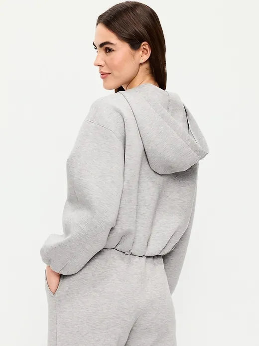 Bounce Fleece Bubble-Hem Hoodie Sweatshirt