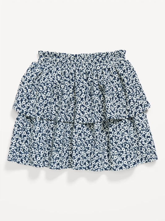 Printed Crinkled Tiered Skirt for Toddler Girls