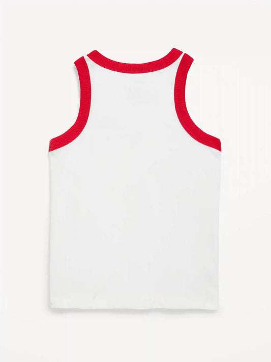 Fitted Ribbed Graphic Tank Top for Girls