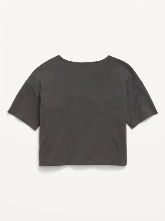Oversized Short-Sleeve Cropped T-Shirt for Girls