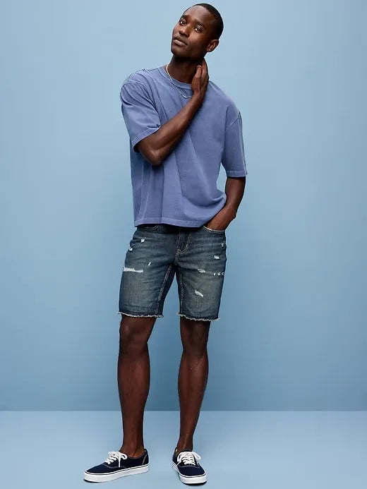 Slim Built-In Flex Jean Shorts-- 9-inch inseam