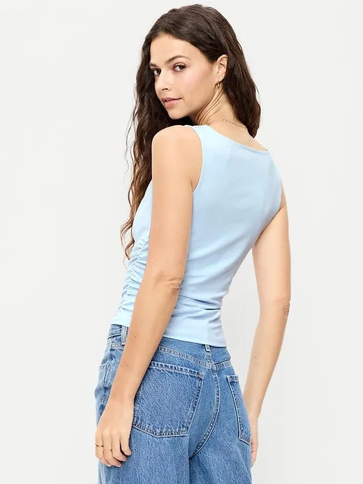 Asymmetrical Side-Cinch Tank Top