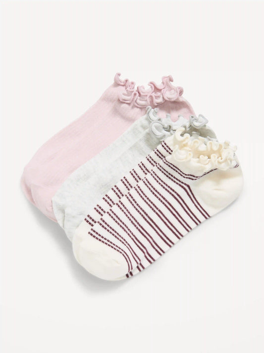 Lettuce-Edge Ankle Socks 3-Pack for Women