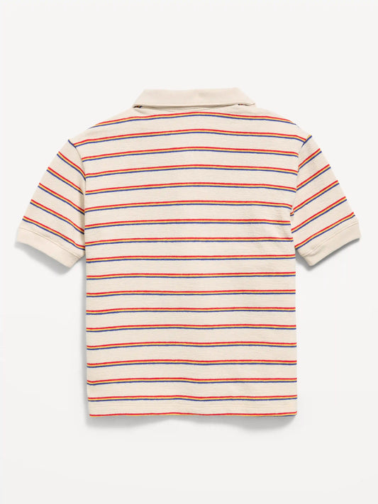 Short-Sleeve Textured-Knit Polo Shirt for Boys