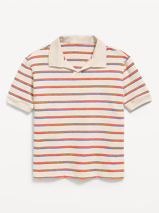 Short-Sleeve Textured-Knit Polo Shirt for Boys