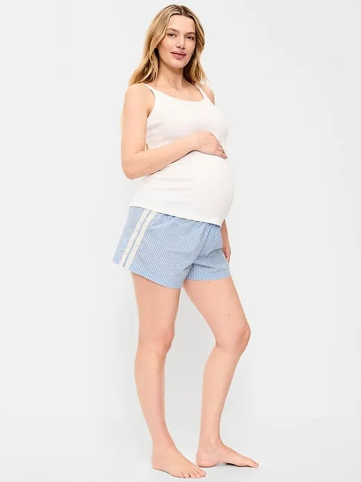 Maternity Poplin Boxer Pajama Shorts