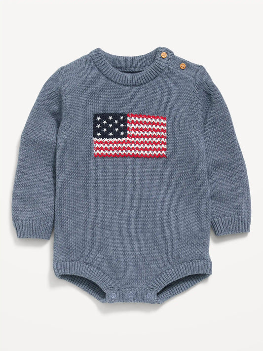 Long-Sleeve Sweater-Knit One-Piece Romper for Baby