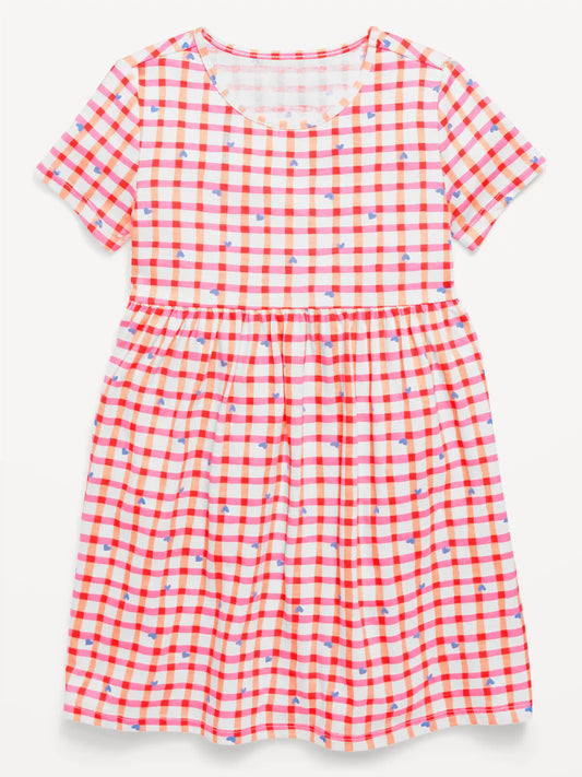 Printed Short-Sleeve Jersey-Knit Dress for Toddler Girls